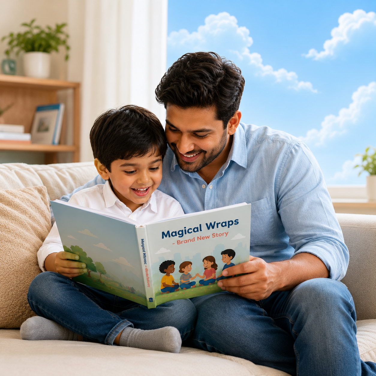 Child reading a Magical Wraps storybook